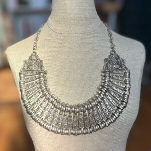 Chunky boho silver necklace